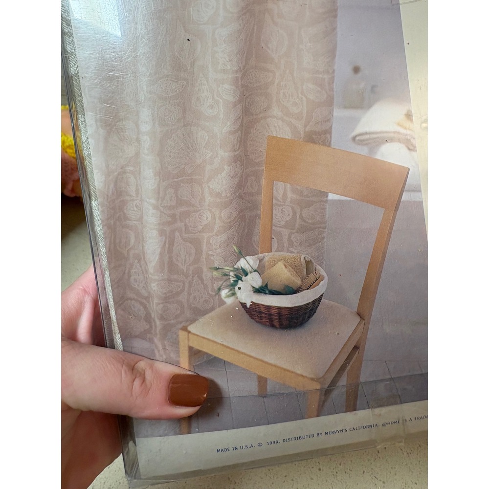 Vintage Mervyns California Newport Seashell Shower Curtain Beige Tan 72x72 NEW